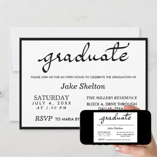 Simple Typography Open House Graduation Invitation | Zazzle