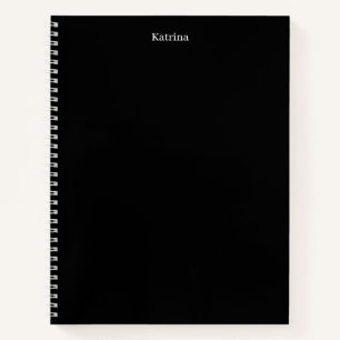 Simple Typography Personalized Name Black White Notebook