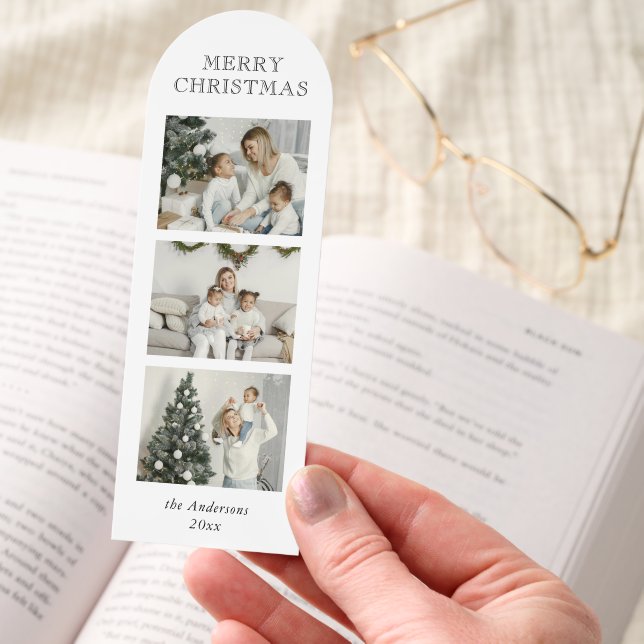 Simple Typography & Photo Modern Christmas Card Bookmarks (Hand)
