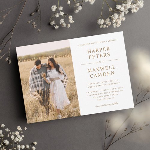 Simple Typography Photo Wedding Invitation