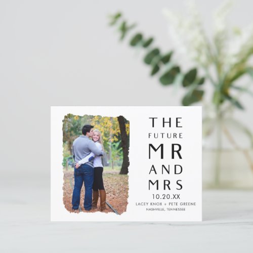 Simple Typography Photo Wedding Save the Date Announcement Postcard