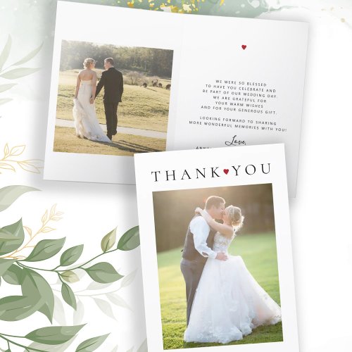 Simple typography photo wedding thank you card