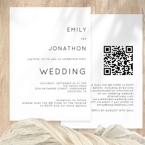 Simple Typography QR Code Any Color Wedding Invitation