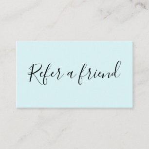 Simple typography refer a friend blue trendy referral card