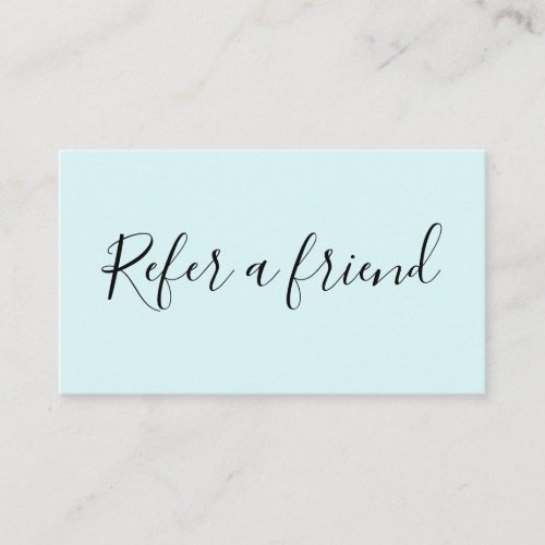 Simple typography refer a friend blue trendy referral card