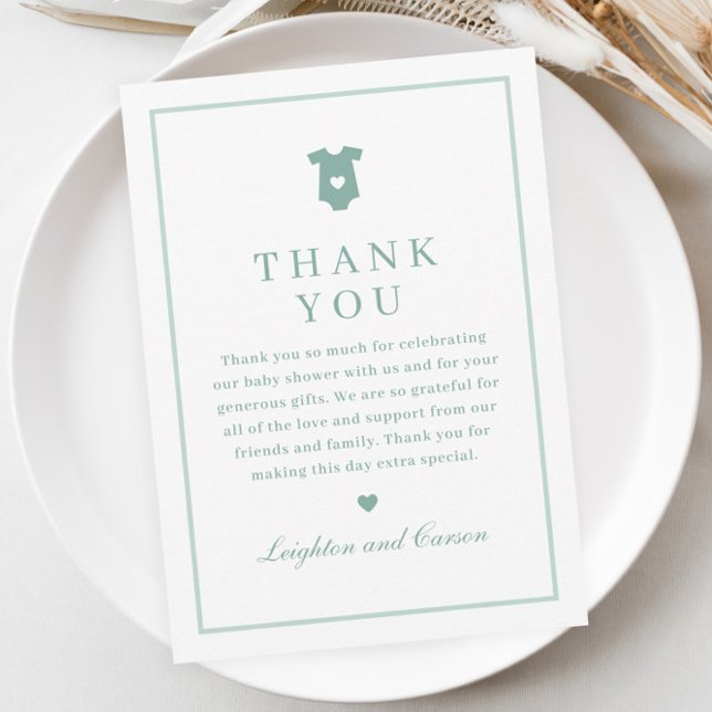 Simple Typography Sage Green Baby Shower Thank You Card (Simple Typography Sage Green Baby Shower Thank You Card.)
