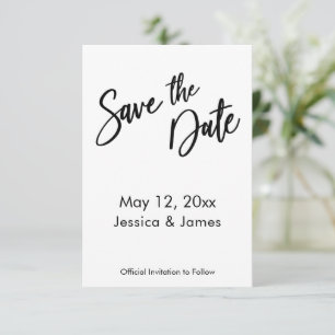 Simple Typography Save the Date Black & White