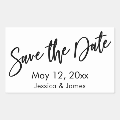 Simple Typography Save the Date Black  White Rectangular Sticker