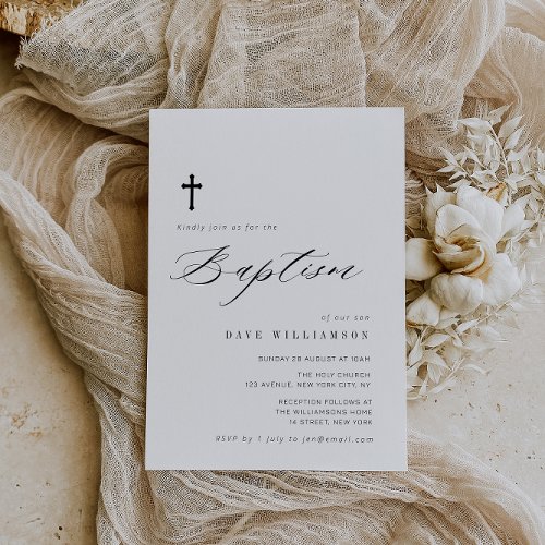 simple typography script baptism invitation