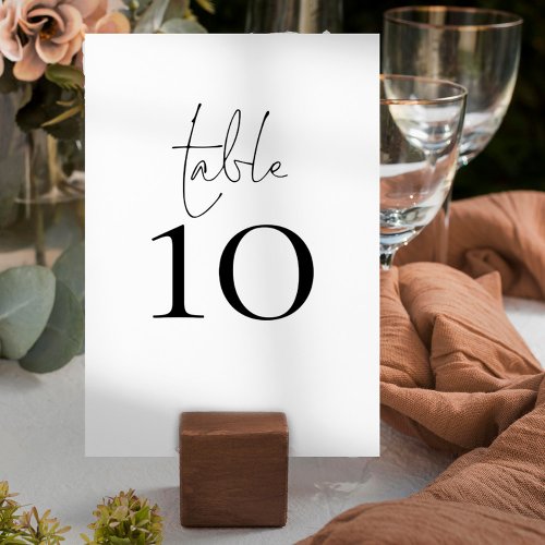 Simple Typography Script Wedding Table Number