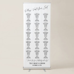Simple Typography Seating Chart 150 Guests Retractable Banner
