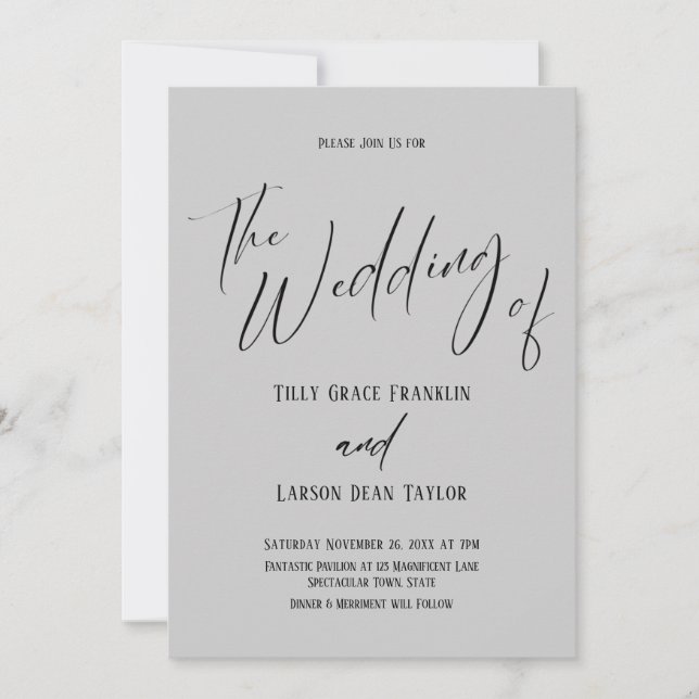 Simple Typography Simple The Wedding Of Light Gray Invitation (Front)