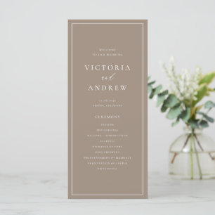 Simple Typography Taupe Formal Wedding Program