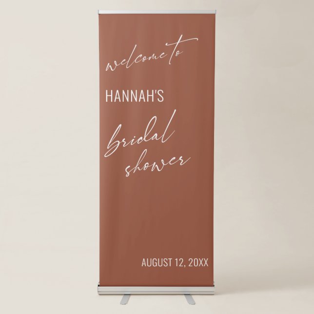 Simple Typography Terracotta Bridal Shower Retractable Banner (Front)