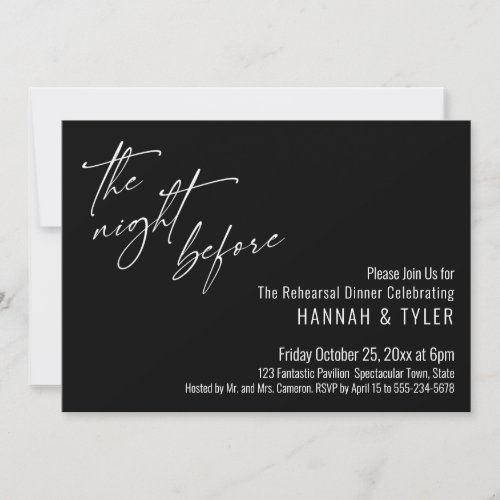 Simple Typography The Night Before Black Invitation