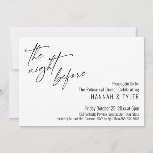 Simple Typography The Night Before Contemporary Invitation