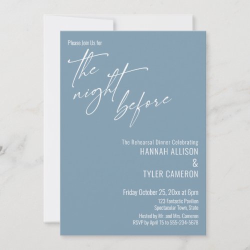 Simple Typography The Night Before Dusty Blue Invitation