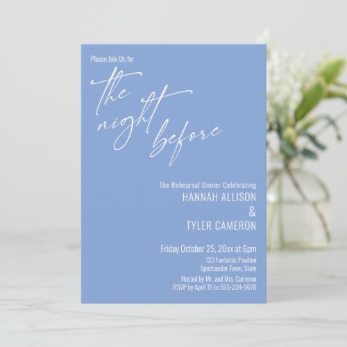 Simple Typography The Night Before Periwinkle Blue Invitation