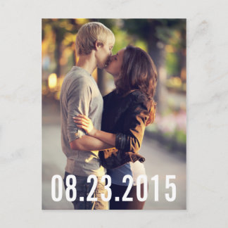 SIMPLE TYPOGRAPHY VERTICAL SAVE THE DATE POSTCARD