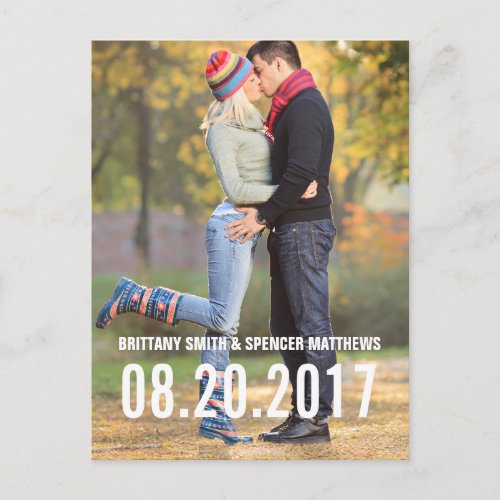 Simple Typography Vertical Save the Date Postcard