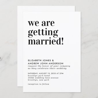 Simple Typography We are Getting Married Wedding Invitation | Zazzle