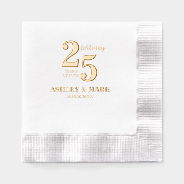 Simple Typography Wedding Anniversary  Foil Napkins (Front)