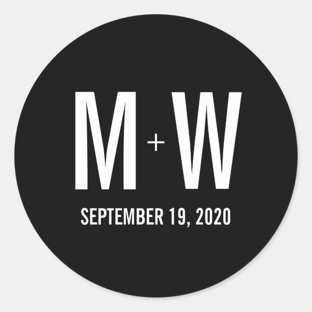 Simple Typography Wedding Favor Monogram Sticker (Front)