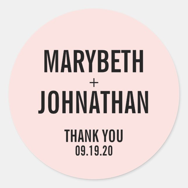 Simple Typography Wedding Favor Thank You Classic Round Sticker (Front)