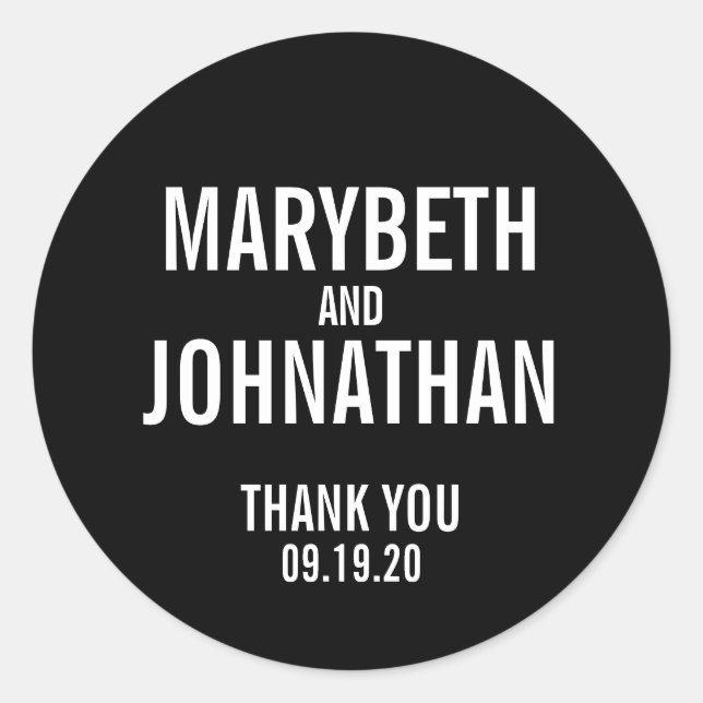 Simple Typography Wedding Favor Thank You Sticker (Front)