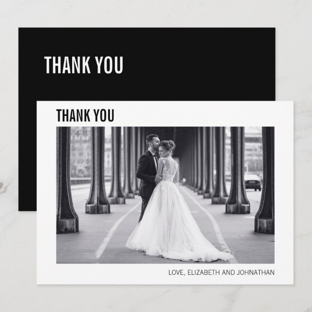 Simple Typography Wedding Photo Thank You Card (Front/Back)