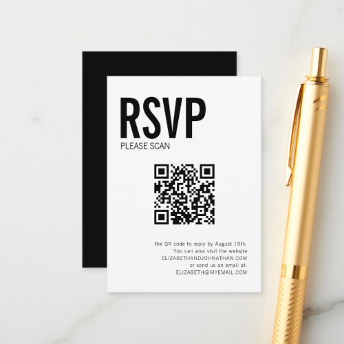 Simple Typography Wedding Website QR Code RSVP Enclosure Card