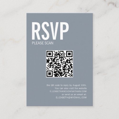 Simple Typography Wedding Website QR Code RSVP Enclosure Card