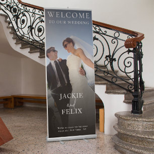 Simple Typography Wedding Welcome with Photo Retractable Banner