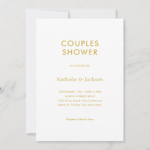 Simple Typography White Gold Couple Shower Bridal Invitation