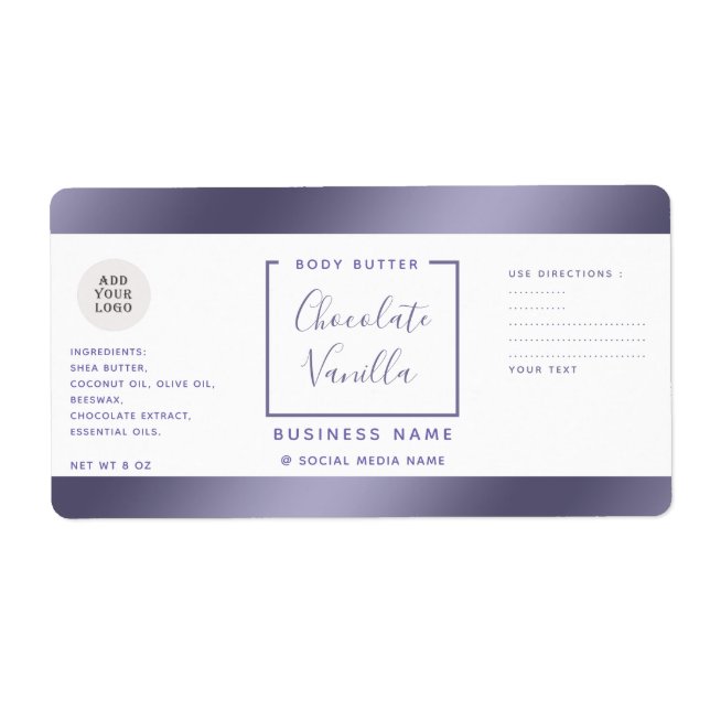 Simple typography white lavender cosmetics logo  label (Front)
