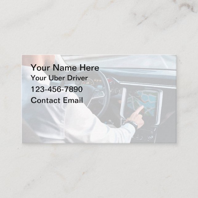 Simple Uber Driver Business Cards Bold Design (Front)
