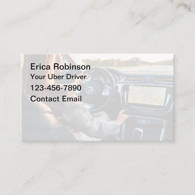 Simple Uber Driver Business Cards Editable Design (Front)
