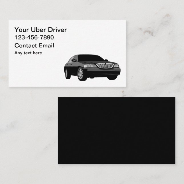 Simple Uber Driver Editable Business Cards (Front/Back)