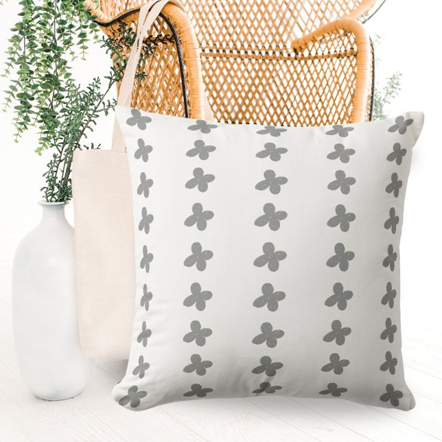 Simple Ultimate Gray Flowers Floral Pattern Throw Pillow (Creator Uploaded)