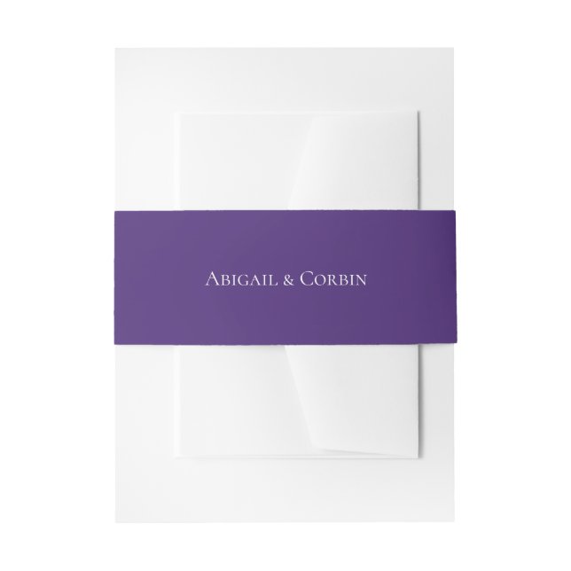 Simple Ultra Violet Personalized Wedding Invitation Belly Band (Front Example)
