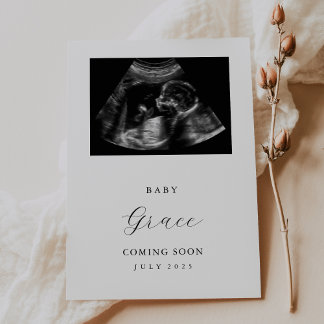 Simple Ultrasound Photo Baby Announcement Card