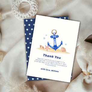 Simple Under Sea Nautical Anchor Boy Baby Shower Thank You Card