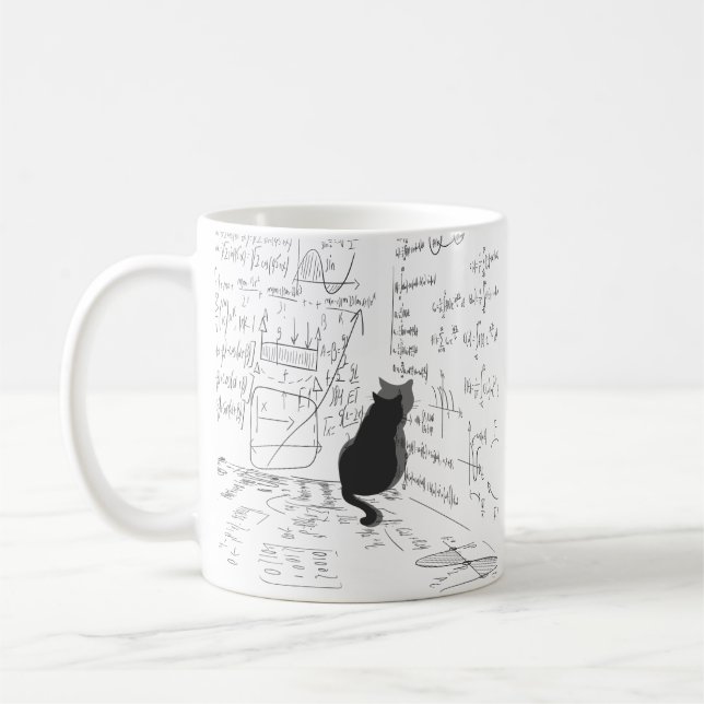 Simple Unique Cat Mathematical Science White Clean Coffee Mug (Left)