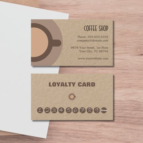 Simple Unique Kraft Loyalty Card Coffee Shop