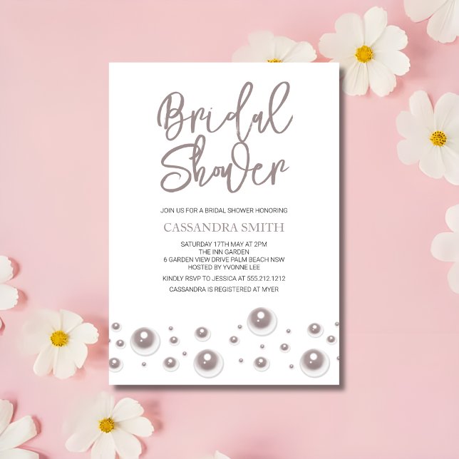 Simple Unique White Pearl Bridal Shower  Invitation (Creator Uploaded)