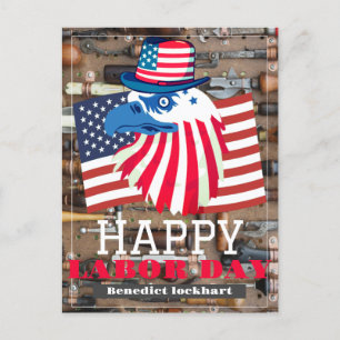 Simple Unity Worker Labor Day with USA flag Postcard