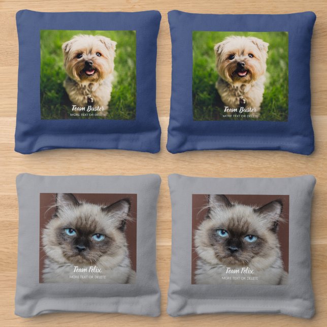 Simple Upload Custom Photos Text Fun Personalized Cornhole Bags (Wood)