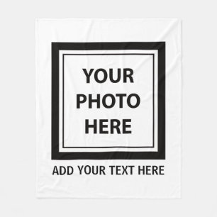 Simple Upload Photo & Add Text Fleece Blanket