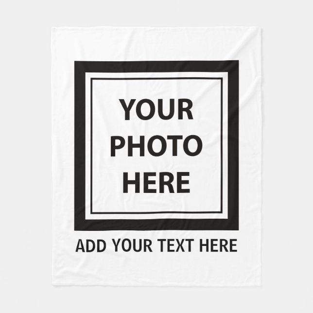 Simple Upload Photo & Add Text Fleece Blanket (Front)