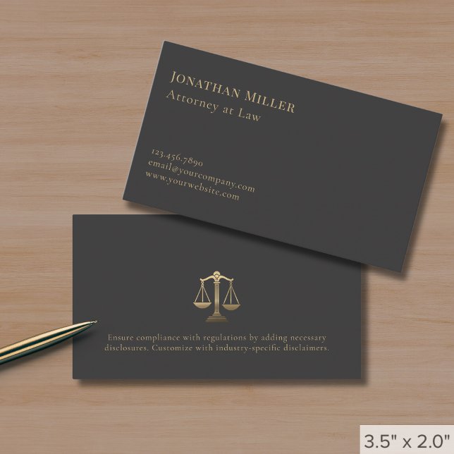 Simple Upscale Gold Scales of Justice Business Card (Creator Uploaded)
